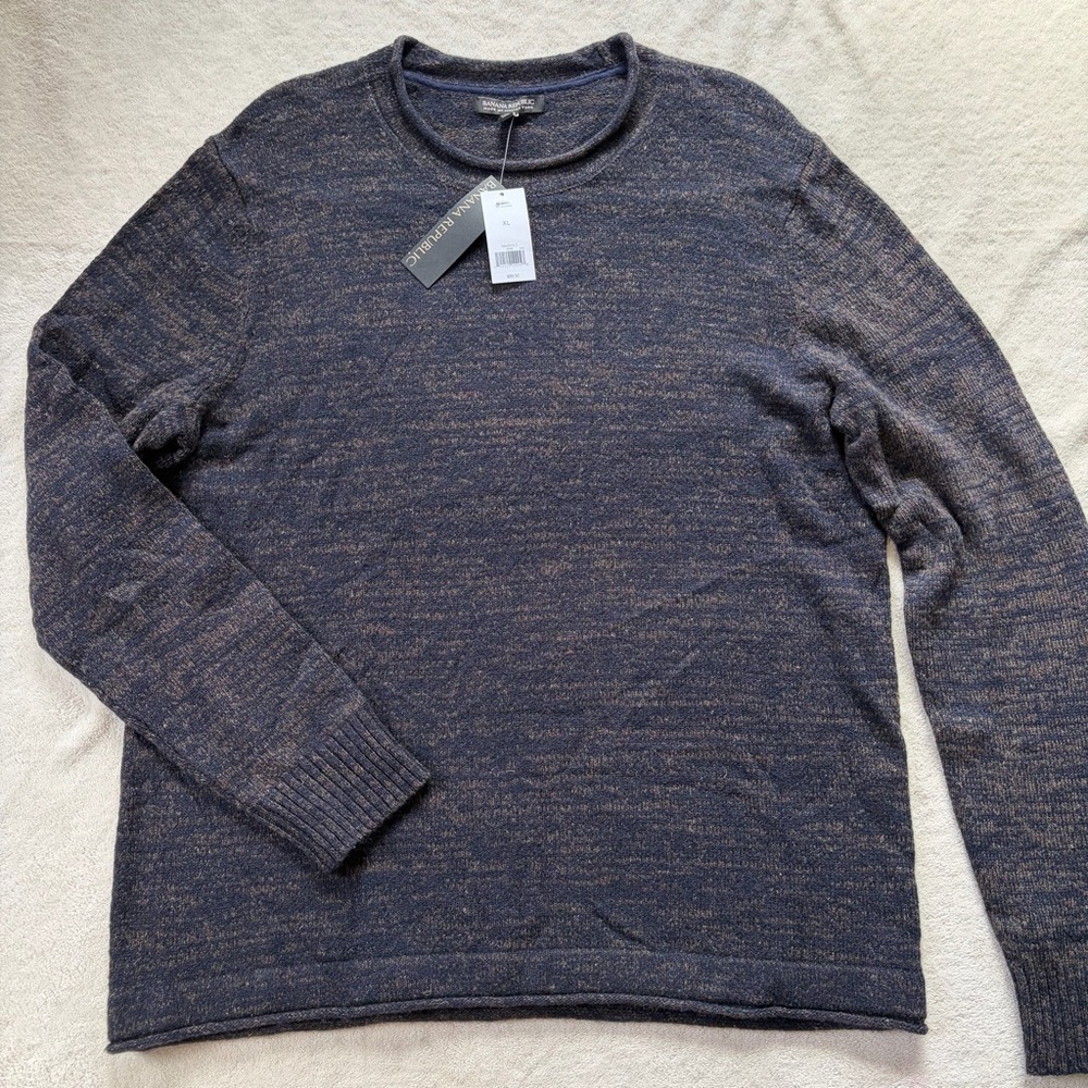 Banana Republic Italian Yarn Wool Blend Roll Neck Marbled Crewneck Sweater
